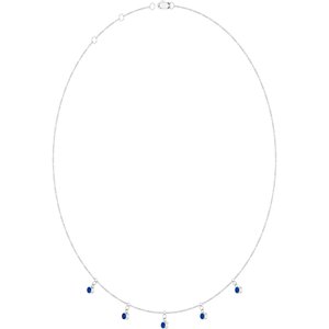 Sterling Silver Natural Blue Sapphire 5-Stone Station 16-18" Necklace – image 2