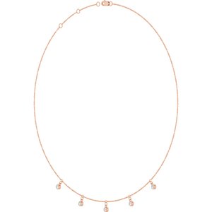 14K Rose Gold Natural Diamond 5-Stone Station 16-18" Necklace – image 2