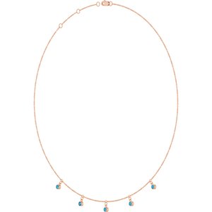 14K Rose Gold Natural Blue Zircon 5-Stone Station 16-18" Necklace – image 2