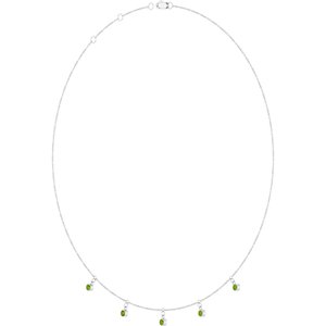 Platinum Natural Peridot 5-Stone Station 16-18" Necklace – image 2
