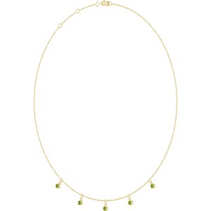 14K Yellow Gold Natural Peridot 5-Stone Station 16-18" Necklace – image 2