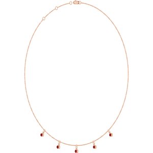 14K Rose Gold Lab-Grown Ruby 5-Stone Station 16-18" Necklace – image 2