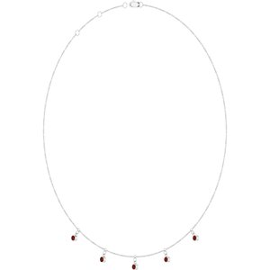 Platinum Natural Mozambique Garnet 5-Stone Station 16-18" Necklace – image 2