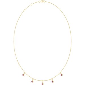 14K Yellow Gold Natural Pink Tourmaline 5-Stone Station 16-18" Necklace – image 2