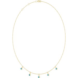 14K Yellow Gold Natural Blue Zircon 5-Stone Station 16-18" Necklace – image 2