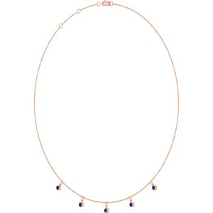 14K Rose Gold Lab-Grown Blue Sapphire 5-Stone Station 16-18" Necklace – image 2