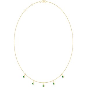 14K Yellow Gold Natural Emerald 5-Stone Station 16-18" Necklace – image 2