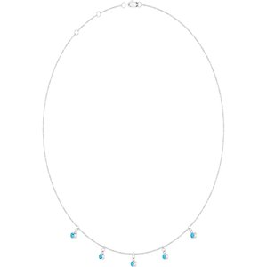 14K White Gold Natural Aquamarine 5-Stone Station 16-18" Necklace – image 2