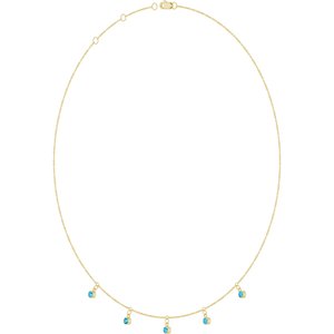 14K Yellow Gold Natural Aquamarine 5-Stone Station 16-18" Necklace – image 2
