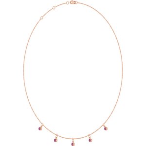 14K Rose Gold Natural Pink Tourmaline 5-Stone Station 16-18" Necklace – image 2