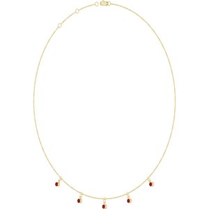 14K Yellow Gold Natural Ruby 5-Stone Station 16-18" Necklace – image 2