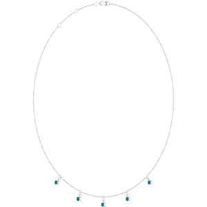 Sterling Silver Natural London Blue Topaz 5-Stone Station 16-18" Necklace – image 2