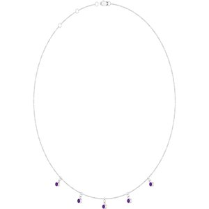 Sterling Silver Natural Amethyst 5-Stone Station 16-18" Necklace – image 2