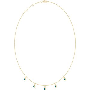 14K Yellow Gold Natural London Blue Topaz 5-Stone Station 16-18" Necklace – image 2
