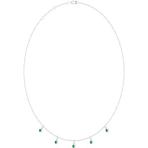 14K White Gold Lab-Grown Emerald 5-Stone Station 16-18" Necklace – image 2