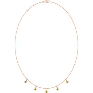 14K Rose Gold Natural Peridot 5-Stone Station 16-18" Necklace – image 2