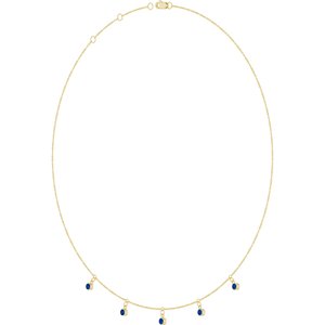 14K Yellow Gold Natural Blue Sapphire 5-Stone Station 16-18" Necklace – image 2