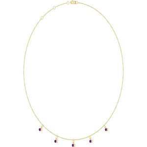 14K Yellow Gold Natural Amethyst 5-Stone Station 16-18" Necklace – image 2