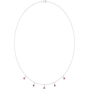 14K White Gold Natural Pink Tourmaline 5-Stone Station 16-18" Necklace – image 2