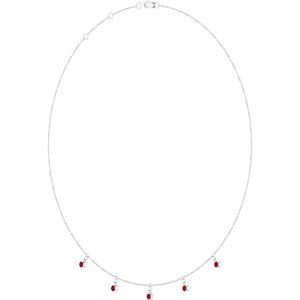 Platinum Lab-Grown Ruby 5-Stone Station 16-18" Necklace – image 2