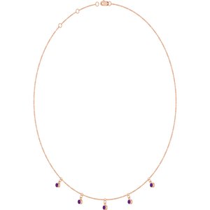 14K Rose Gold Natural Amethyst 5-Stone Station 16-18" Necklace – image 2