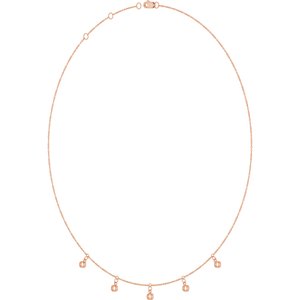 14K Rose Gold 3 mm Round 5-Stone Station 16-18" Necklace Mounting – image 4