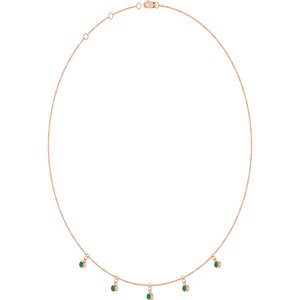 14K Rose Gold Natural Emerald 5-Stone Station 16-18" Necklace – image 2