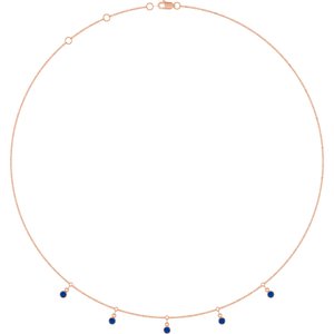 14K Rose Gold Lab-Grown Blue Sapphire 5-Stone Station 16-18" Necklace