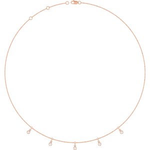 14K Rose Gold Natural Diamond 5-Stone Station 16-18" Necklace