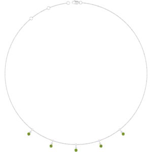 Platinum Natural Peridot 5-Stone Station 16-18" Necklace