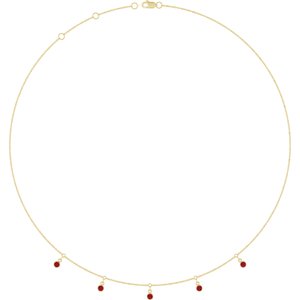 14K Yellow Gold Lab-Grown Ruby 5-Stone Station 16-18" Necklace