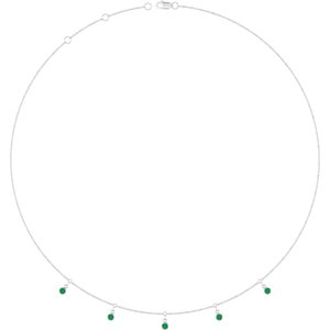 Sterling Silver Lab-Grown Emerald 5-Stone Station 16-18" Necklace