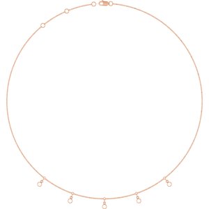 14K Rose Gold 3 mm Round 5-Stone Station 16-18" Necklace Mounting – image 2