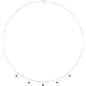 Platinum Natural Pink Tourmaline 5-Stone Station 16-18" Necklace