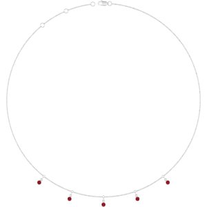 Platinum Lab-Grown Ruby 5-Stone Station 16-18" Necklace
