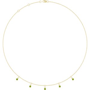 14K Yellow Gold Natural Peridot 5-Stone Station 16-18" Necklace