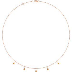 14K Rose Gold Natural Citrine 5-Stone Station 16-18" Necklace