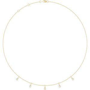 14K Yellow Gold Lab-Grown Diamond 5-Stone Station 16-18" Necklace
