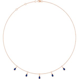 14K Rose Gold Lab-Grown Blue Sapphire 5-Stone Station 16-18" Necklace