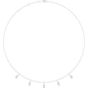 Platinum 5x3 mm Pear 5-Stone Station 16-18" Necklace Mounting