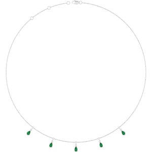 Platinum Lab-Grown Emerald 5-Stone Station 16-18" Necklace