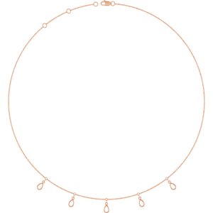 14K Rose Gold 5x3 mm Pear 5-Stone Station 16-18" Necklace Mounting – image 2