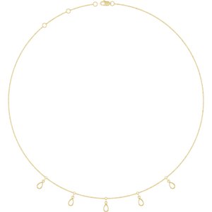 14K Yellow Gold 5x3 mm Pear 5-Stone Station 16-18" Necklace Mounting – image 2
