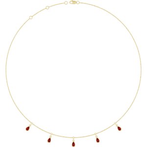 14K Yellow Gold Lab-Grown Ruby 5-Stone Station 16-18" Necklace