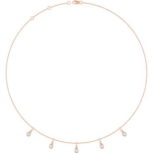 14K Rose Gold Natural Diamond 5-Stone Station 16-18" Necklace