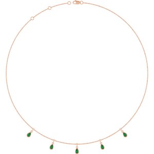 14K Rose Gold Lab-Grown Emerald 5-Stone Station 16-18" Necklace