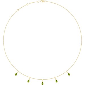 14K Yellow Gold Natural Peridot 5-Stone Station 16-18" Necklace