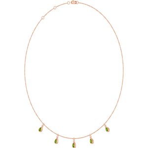 14K Rose Gold Natural Peridot 5-Stone Station 16-18" Necklace – image 2