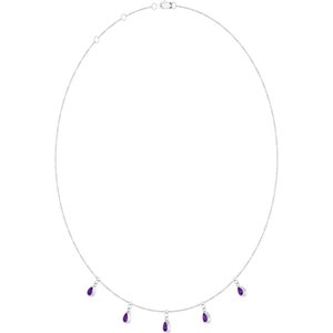 Platinum Natural Amethyst 5-Stone Station 16-18" Necklace – image 2