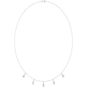14K White Gold Natural Diamond 5-Stone Station 16-18" Necklace – image 2